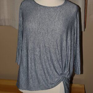 blue and white striped top 2X